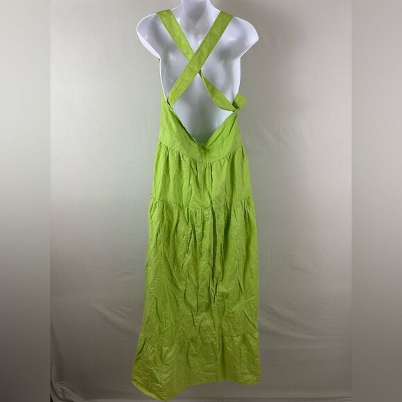 Rachel Antonoff Hannah Maxi Dress Lime Green Linen Cotton Blend 12 - Picture 3 of 10